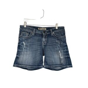 BKE Stella Women's Distressed Blue Denim Shorts Stretch Size 27